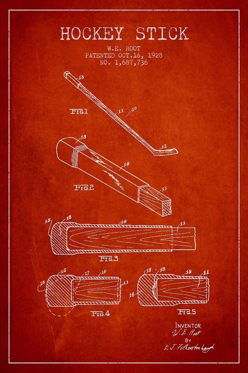 Hockey Stick Red Patent Blueprint