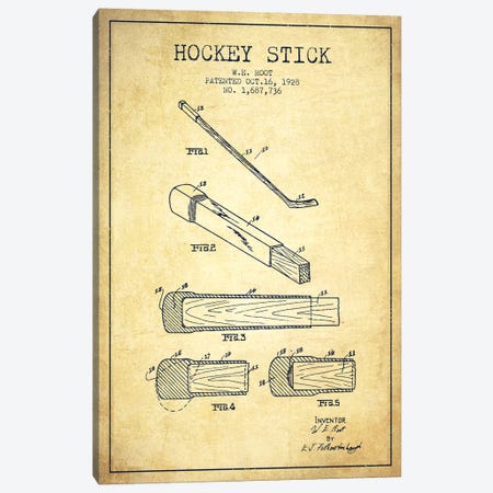 Hockey Stick Vintage Patent Blueprint Canvas Print #ADP392} by Aged Pixel Canvas Print