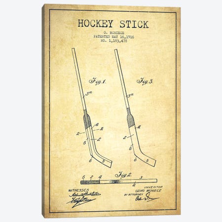 Hockey Stick Vintage Patent Blueprint Canvas Print #ADP397} by Aged Pixel Canvas Art