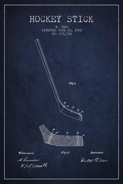 Hockey Stick Navy Blue Patent Blueprint