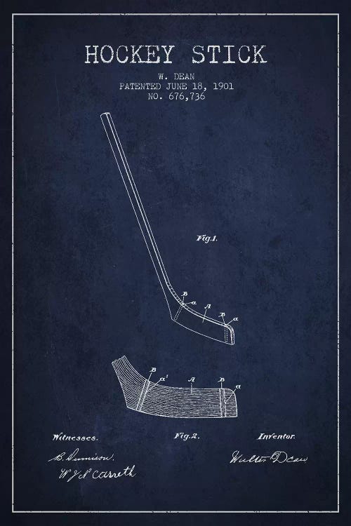 Hockey Stick Navy Blue Patent Blueprint