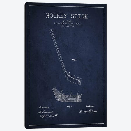 Hockey Stick Navy Blue Patent Blueprint Canvas Print #ADP400} by Aged Pixel Canvas Print