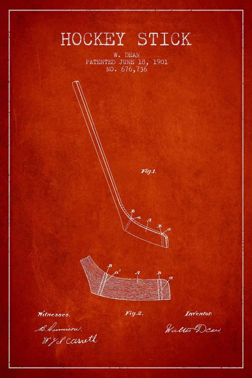 Hockey Stick Red Patent Blueprint