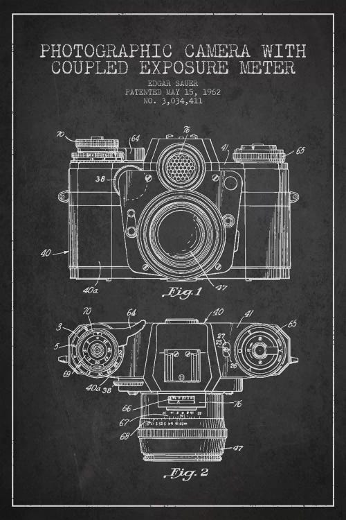 Camera Charcoal Patent Blueprint