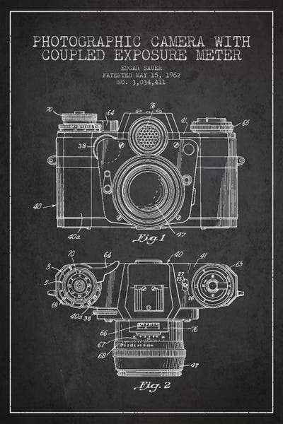 Aged Pixel: Camera Charcoal Patent Blueprint by Aged Pixel