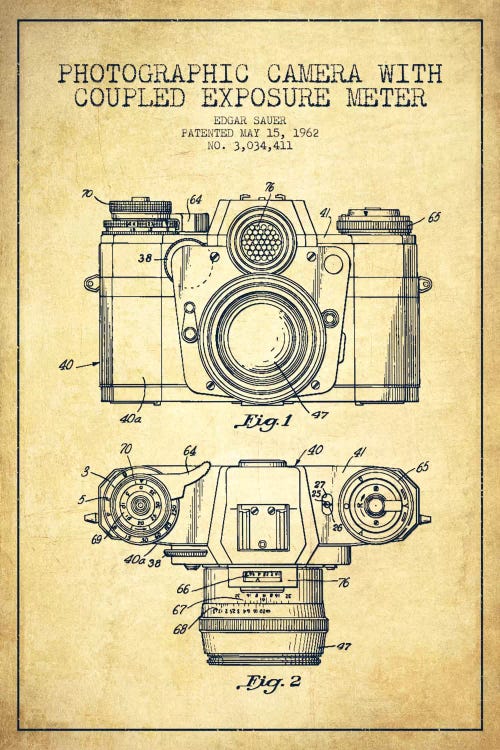 Camera Vintage Patent Blueprint by Aged Pixel wall art