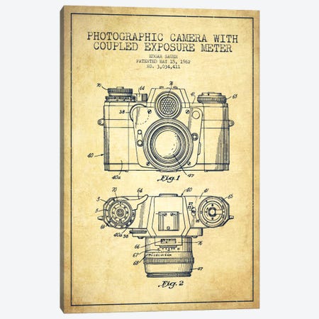 Camera Vintage Patent Blueprint Canvas Print #ADP410} by Aged Pixel Canvas Wall Art
