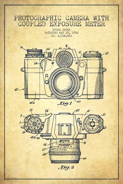 Photography As A Hobby: Camera Vintage Patent Blueprint by Aged Pixel