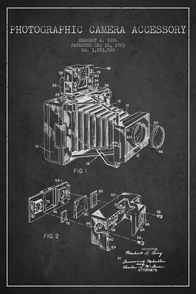 Aged Pixel: Camera Charcoal Patent Blueprint by Aged Pixel