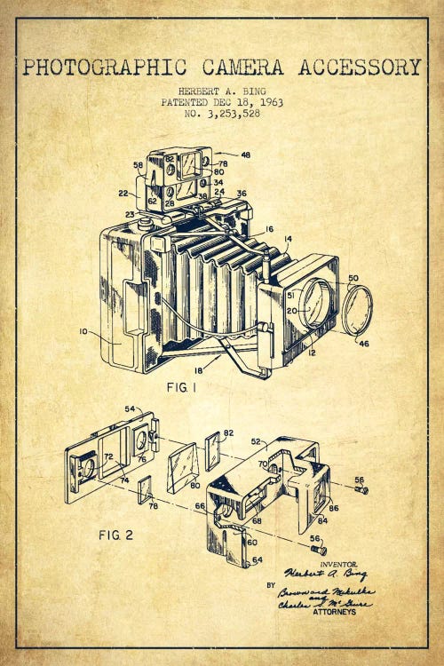 Camera Vintage Patent Blueprint by Aged Pixel wall art