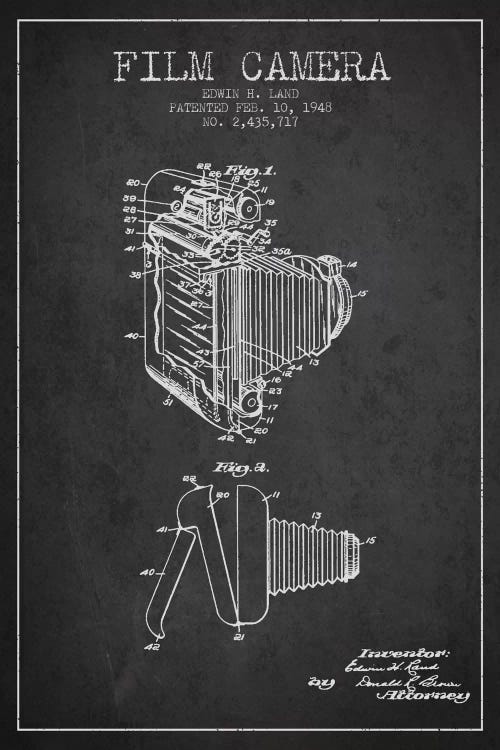 Camera Charcoal Patent Blueprint