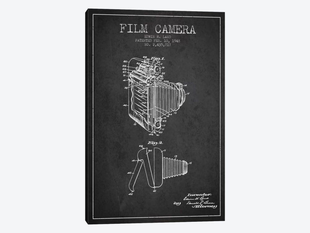 Camera Charcoal Patent Blueprint by Aged Pixel 1-piece Canvas Art Print