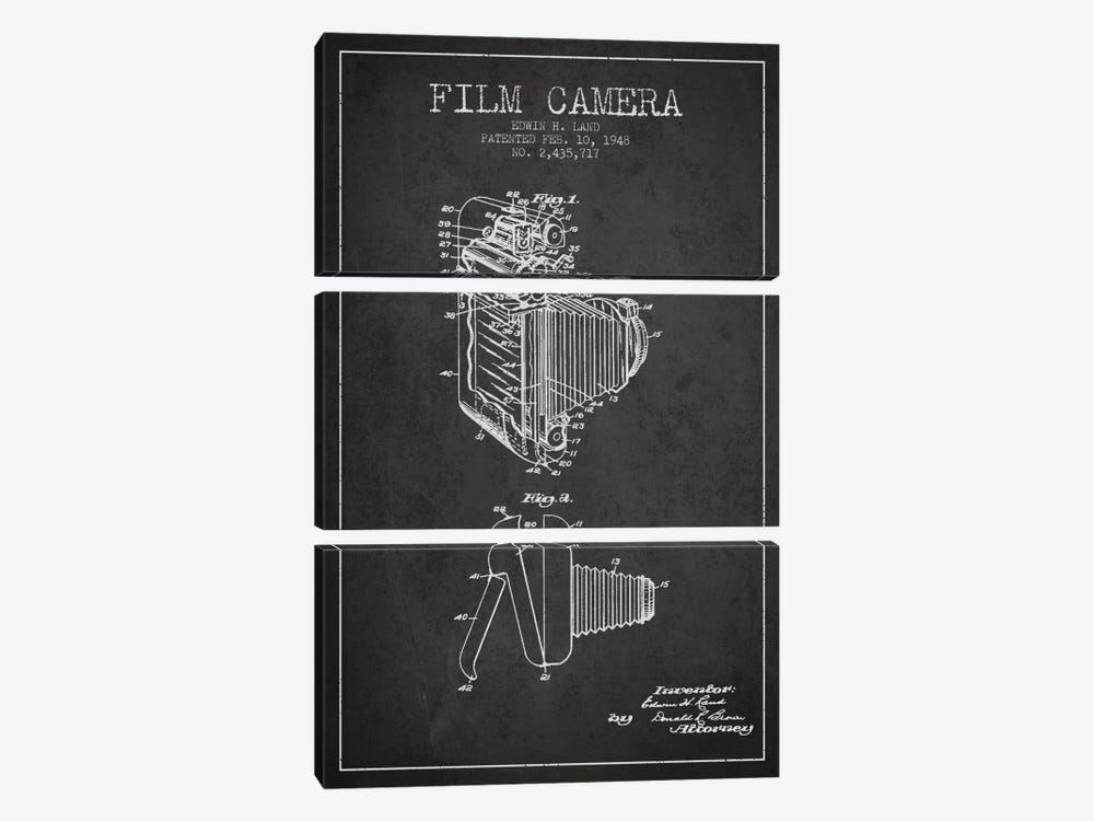 Camera Charcoal Patent Blueprint by Aged Pixel 3-piece Art Print