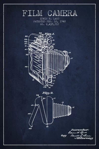 Camera Navy Blue Patent Blueprint