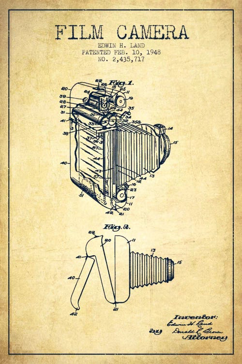 Camera Vintage Patent Blueprint by Aged Pixel wall art