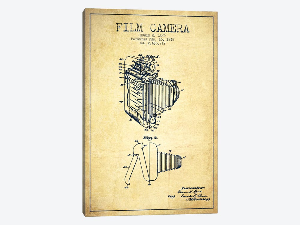 Camera Vintage Patent Blueprint by Aged Pixel 1-piece Canvas Wall Art