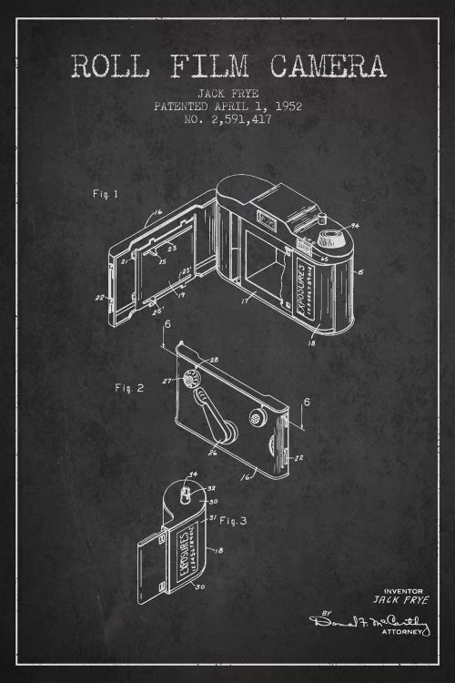 Camera Charcoal Patent Blueprint