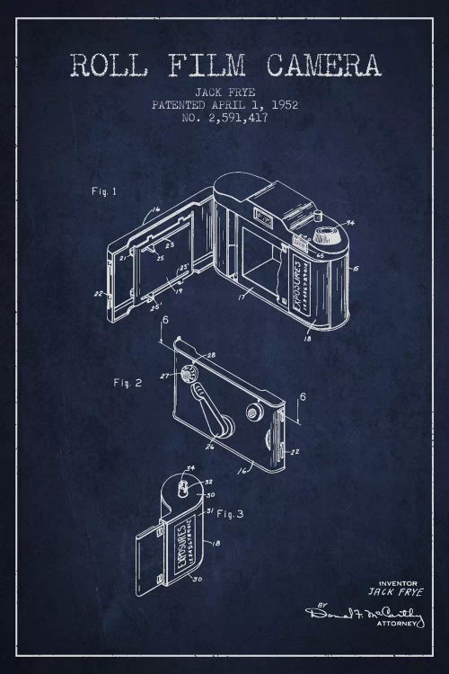 Camera Navy Blue Patent Blueprint