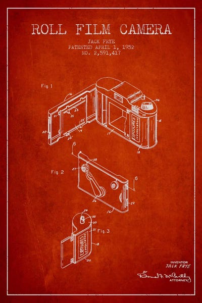 Photography As A Hobby: Camera Red Patent Blueprint by Aged Pixel
