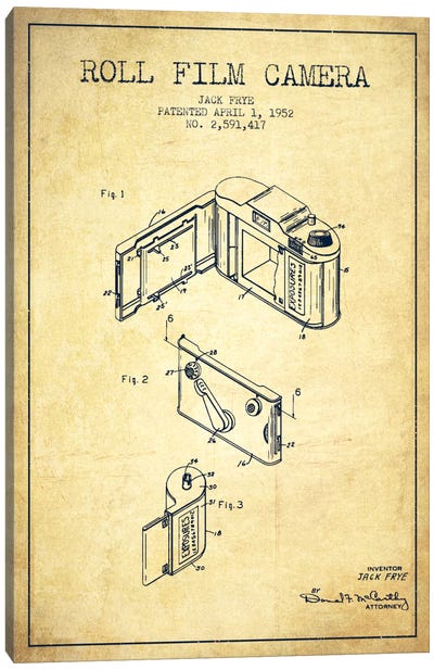 Camera Vintage Patent Blueprint Canvas Art Print - Photography as a Hobby