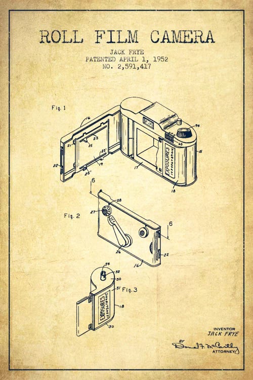 Camera Vintage Patent Blueprint by Aged Pixel wall art