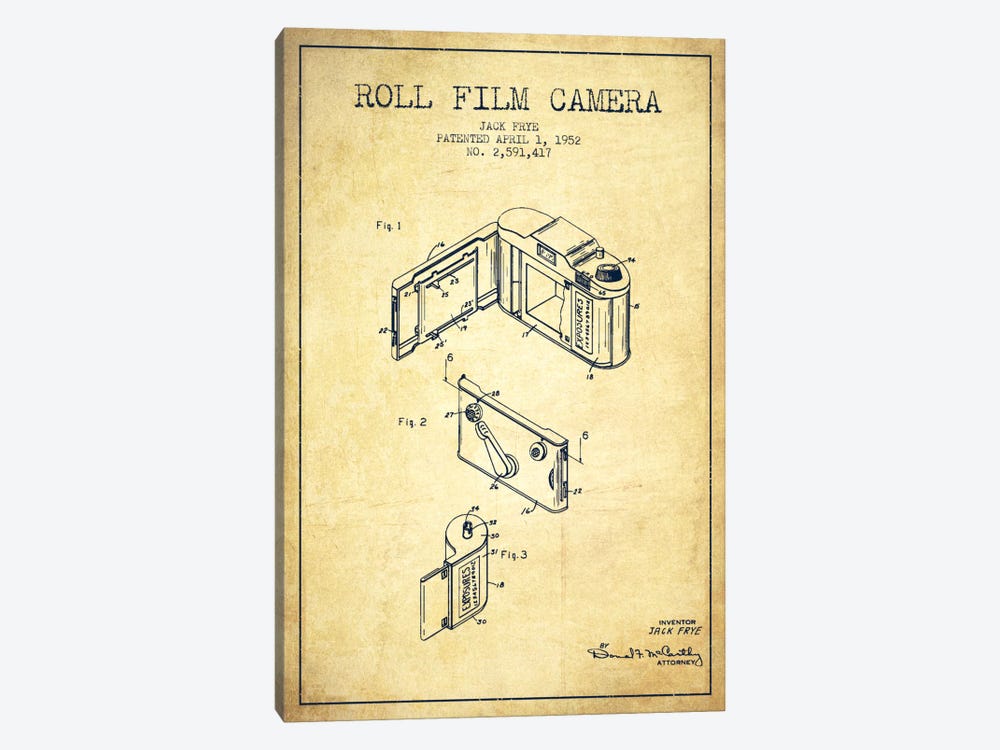 Camera Vintage Patent Blueprint by Aged Pixel 1-piece Art Print