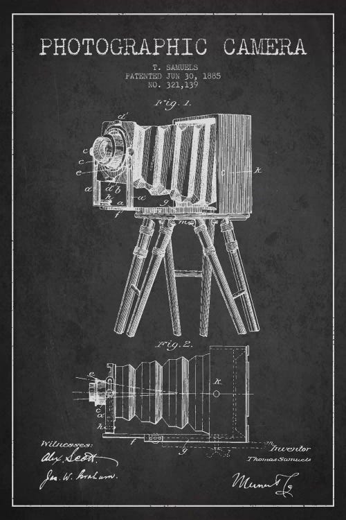 Camera Charcoal Patent Blueprint