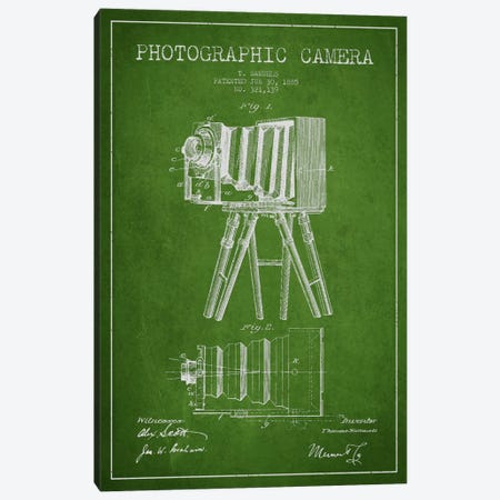 Camera Green Patent Blueprint Canvas Print #ADP427} by Aged Pixel Canvas Artwork