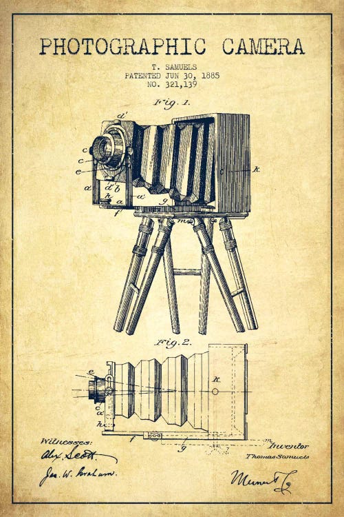 Camera Vintage Patent Blueprint