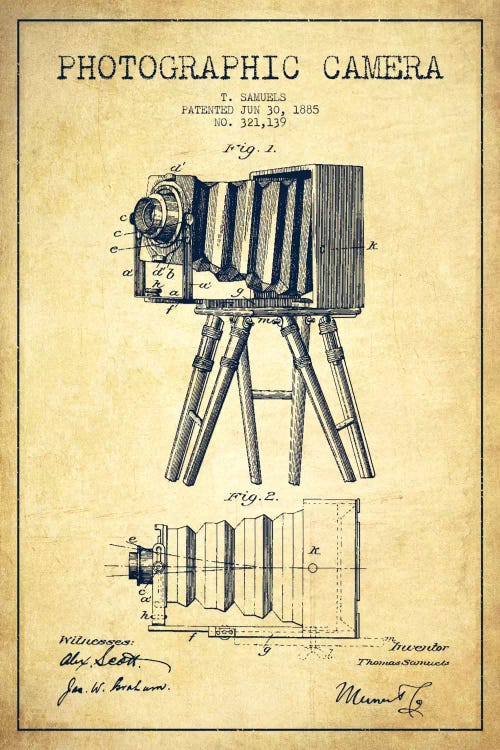 Camera Vintage Patent Blueprint by Aged Pixel wall art