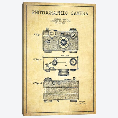 Camera Vintage Patent Blueprint Canvas Print #ADP435} by Aged Pixel Canvas Print