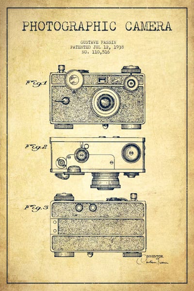 Photography As A Hobby: Camera Vintage Patent Blueprint by Aged Pixel