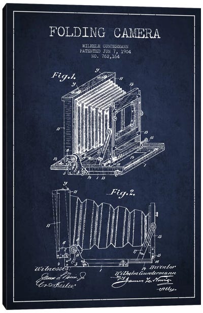 Camera Navy Blue Patent Blueprint Canvas Art Print - Aged Pixel: Electronics & Communication