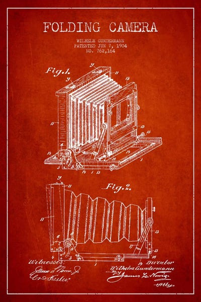 Camera Red Patent Blueprint by Aged Pixel canvas print