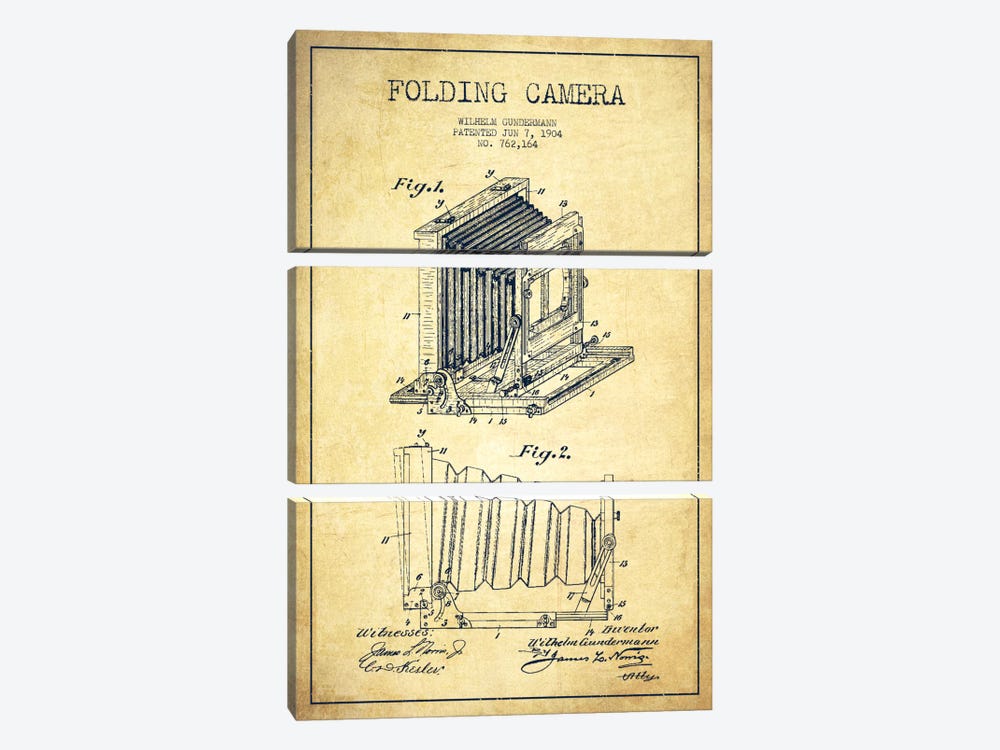 Camera Vintage Patent Blueprint 3-piece Canvas Wall Art