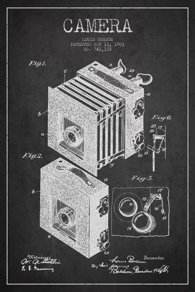 Photography As A Hobby: Camera Charcoal Patent Blueprint by Aged Pixel