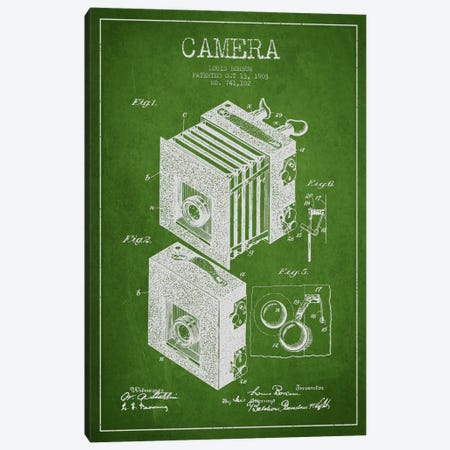 Camera Green Patent Blueprint Canvas Print #ADP442} by Aged Pixel Canvas Print