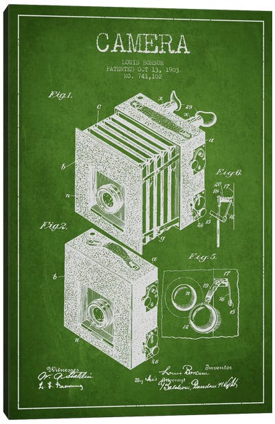 Camera Green Patent Blueprint Canvas Art Print - Electronics & Communication Blueprints