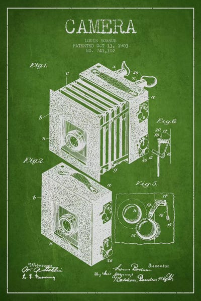 Photography As A Hobby: Camera Green Patent Blueprint by Aged Pixel
