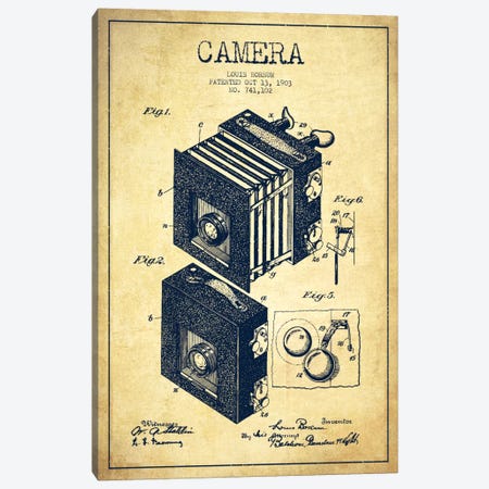 Camera Vintage Patent Blueprint Canvas Print #ADP445} by Aged Pixel Canvas Artwork