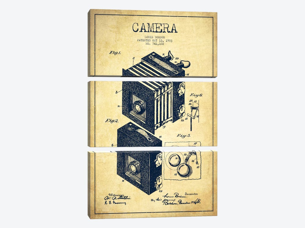 Camera Vintage Patent Blueprint 3-piece Art Print