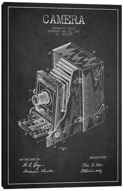 Camera Charcoal Patent Blueprint Canvas Art Print - Aged Pixel: Electronics & Communication