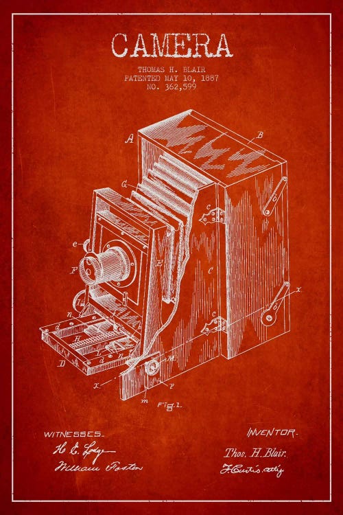 Camera Red Patent Blueprint