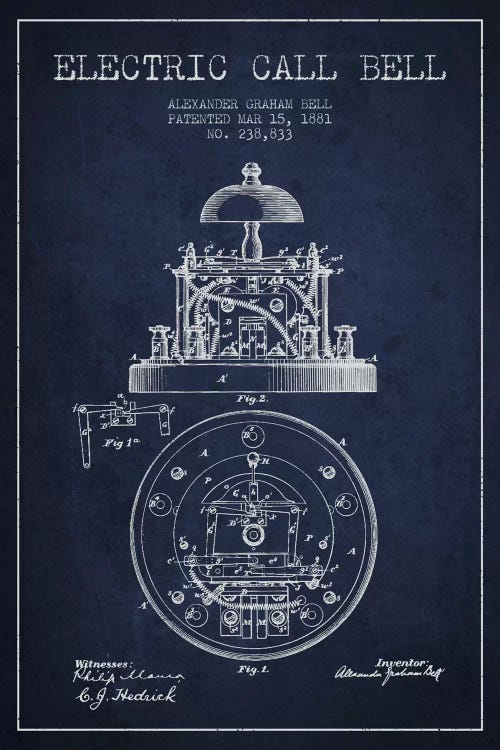 Electric Bell Navy Blue Patent Blueprint