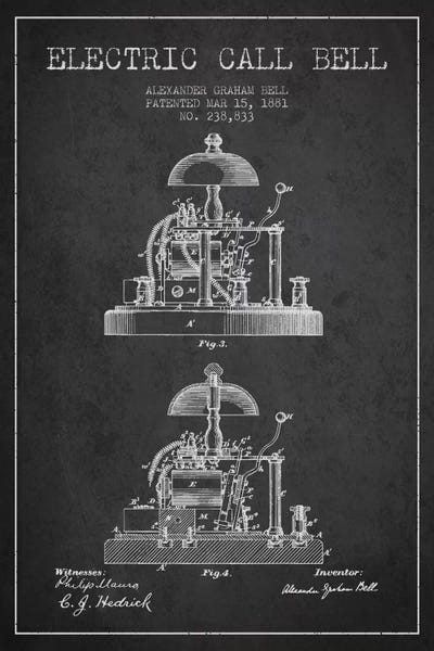 Electronics & Communication Blueprints: Electric Alex Bell Charcoal Patent Blueprint by Aged Pixel