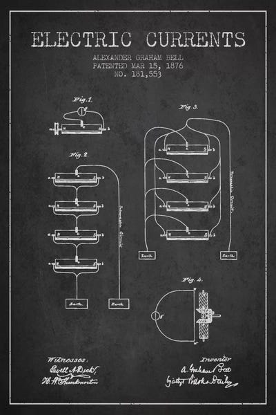 Aged Pixel: Electric Currents Charcoal Patent Blueprint by Aged Pixel