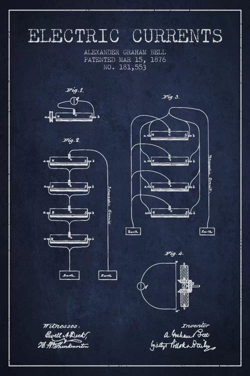 Electric Currents Navy Blue Patent Blueprint