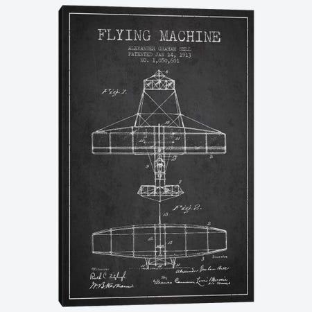 Flying Machine Charcoal Patent Blueprint Canvas Print #ADP466} by Aged Pixel Canvas Art