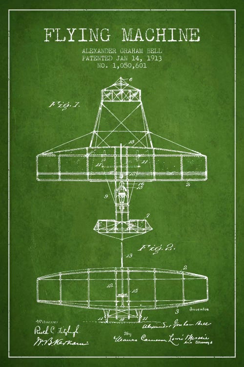 Flying Machine Green Patent Blueprint