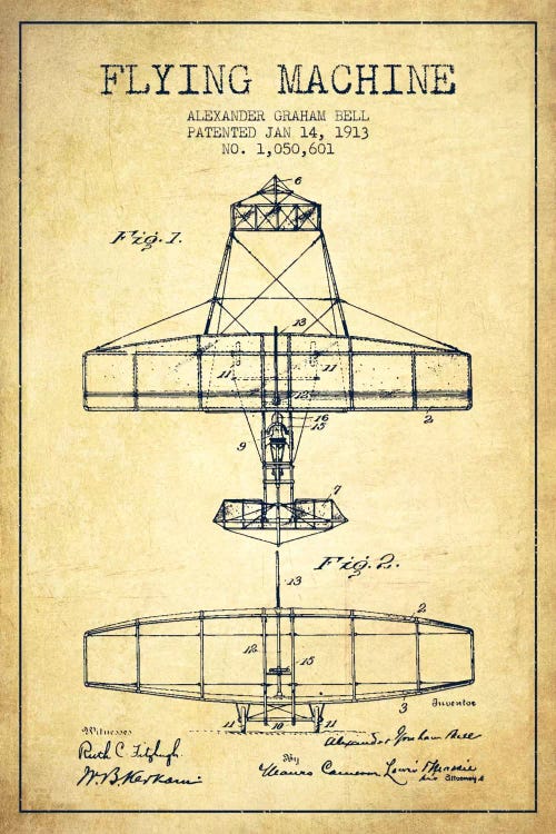 Flying Machine Vintage Patent Blueprint